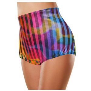 HDE Rainbow Rave Shorts – High Waisted Rave Bottoms